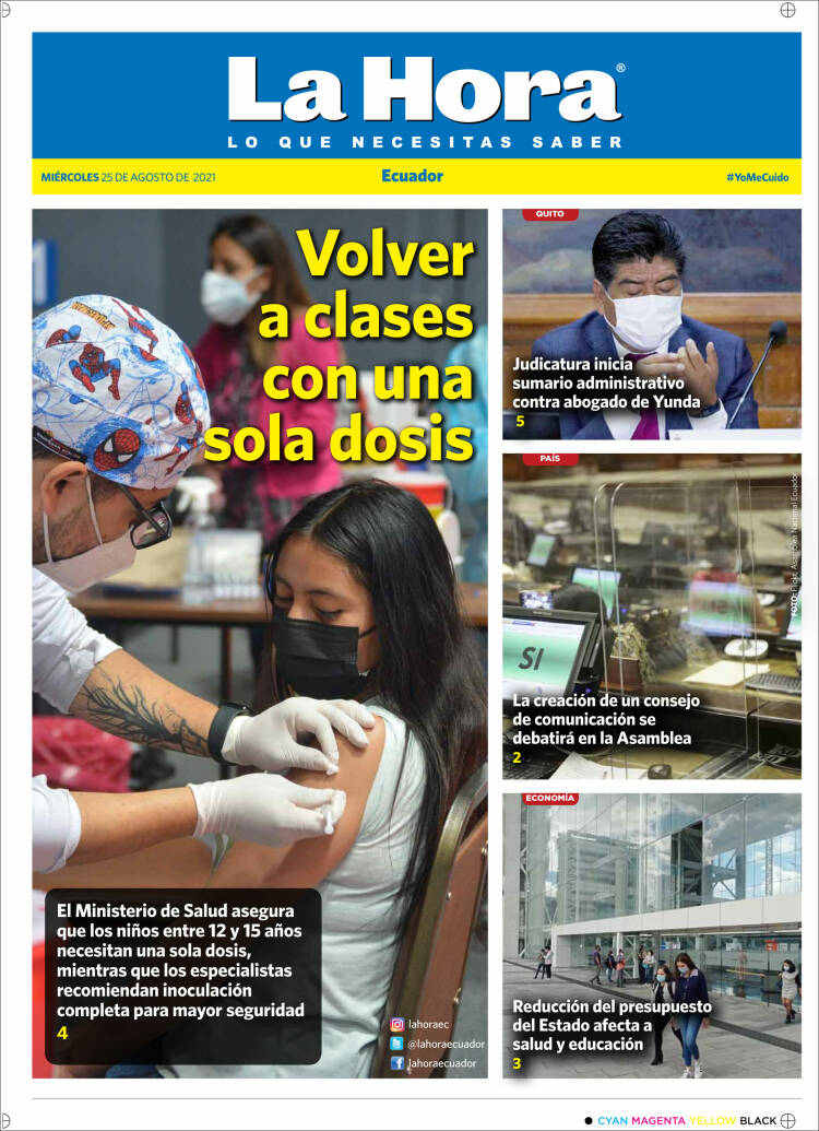 Portada de La Hora - Ecuador (Ecuador)