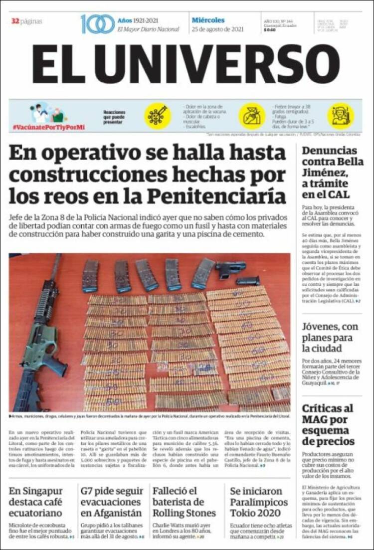 Portada de El Universo - Ecuador (Ecuador)