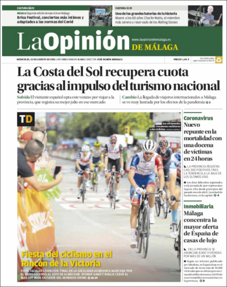 Portada de La Opinión de Málaga (España)