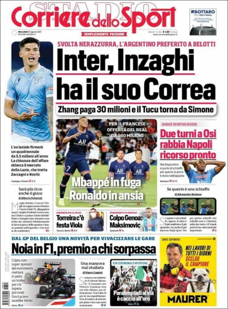 Portada de Corriere dello Sport (Italia)
