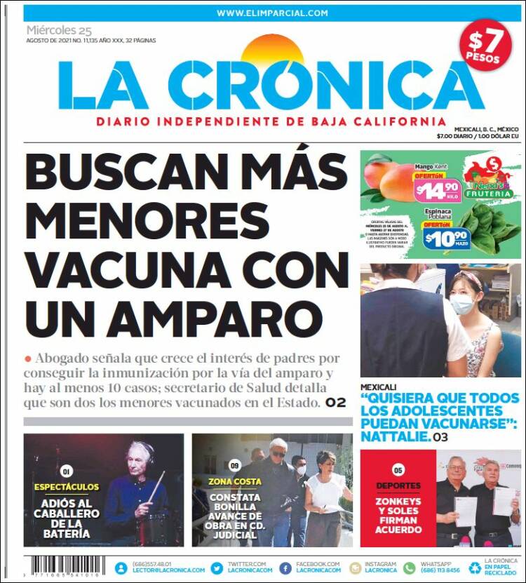 Portada de La Crónica de Baja California (M&eacute;xico)