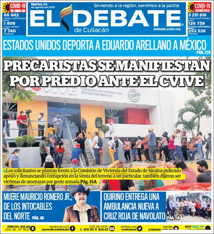 Portada de El Debate de Culiacán (M&eacute;xico)
