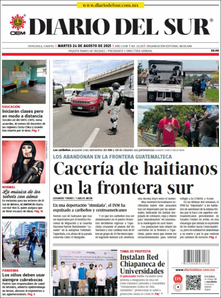 Portada de El Diario del Sur (M&eacute;xico)