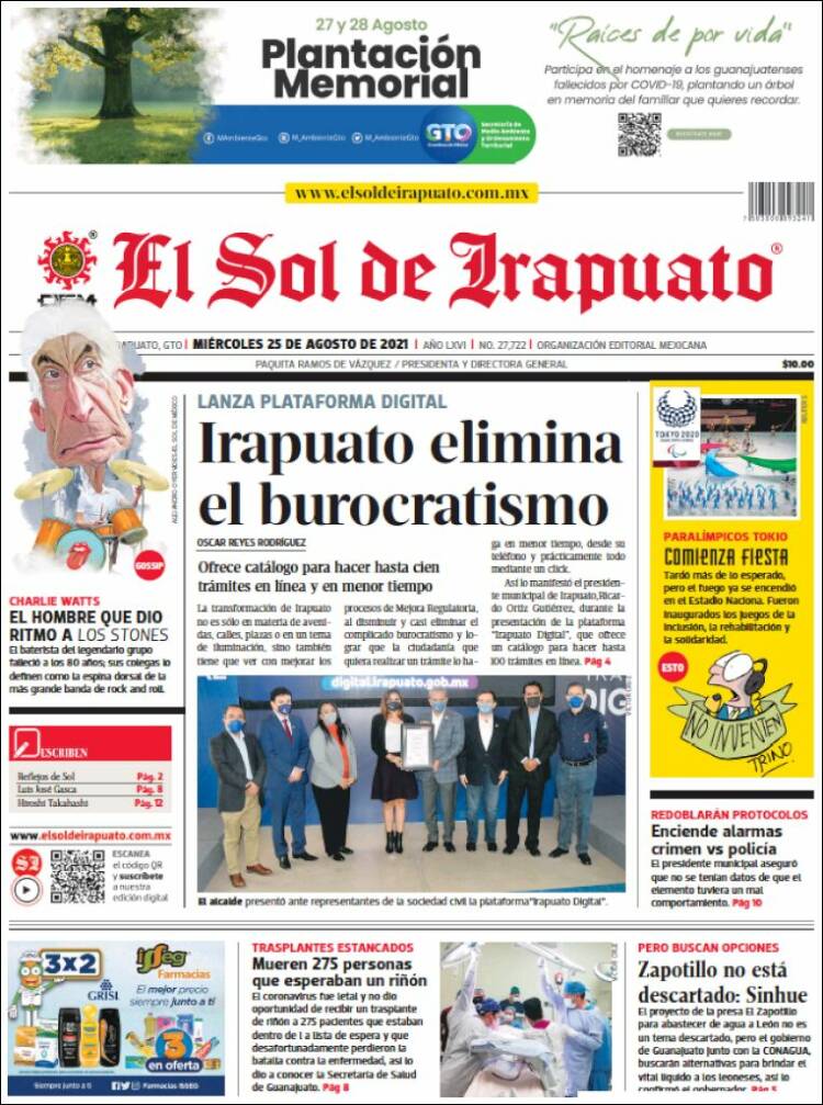 Portada de El Sol de Irapuato (M&eacute;xico)
