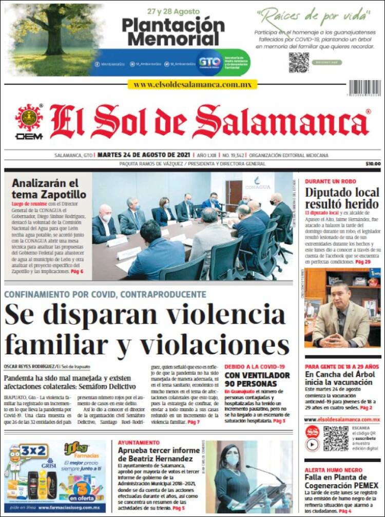 Portada de El Sol de Salamanca (M&eacute;xico)