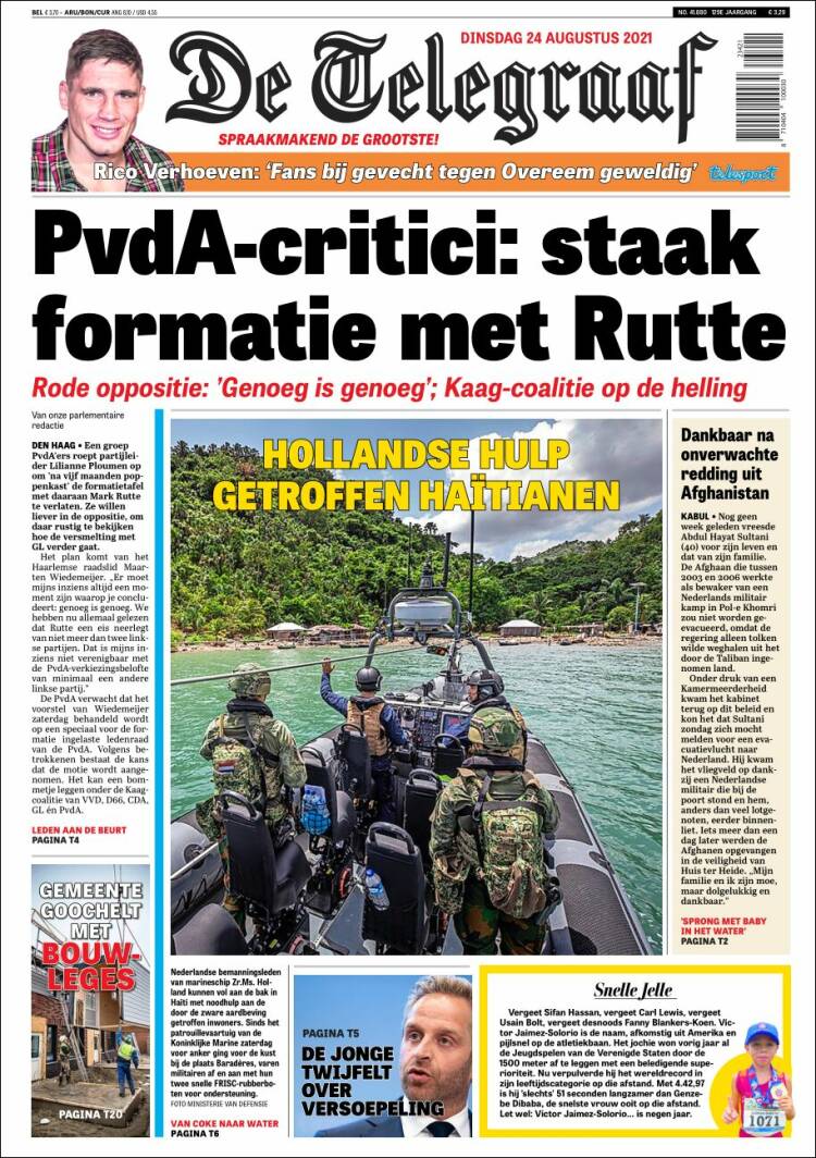 Portada de De Telegraaf (Pa&iacute;ses Bajos)