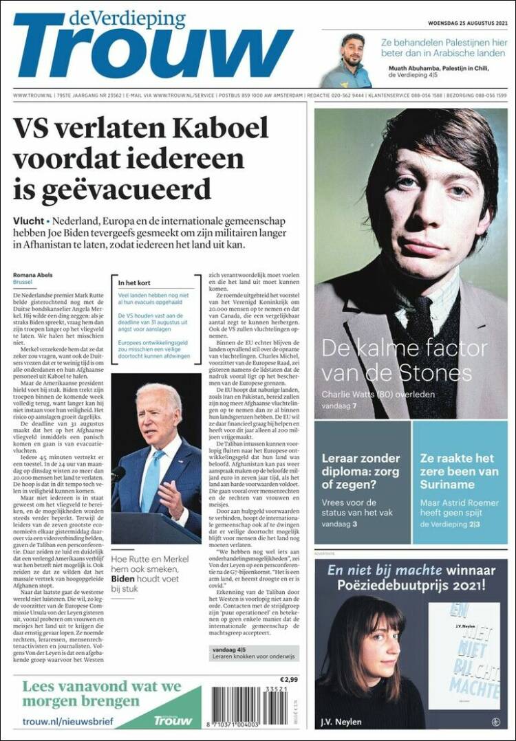 Portada de Trouw (Pa&iacute;ses Bajos)