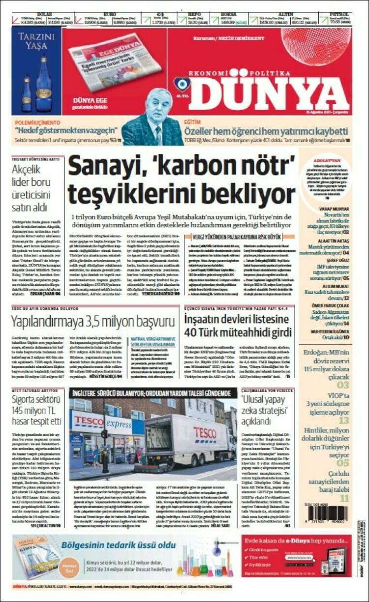 Portada de Dünya (Turqu&iacute;a)