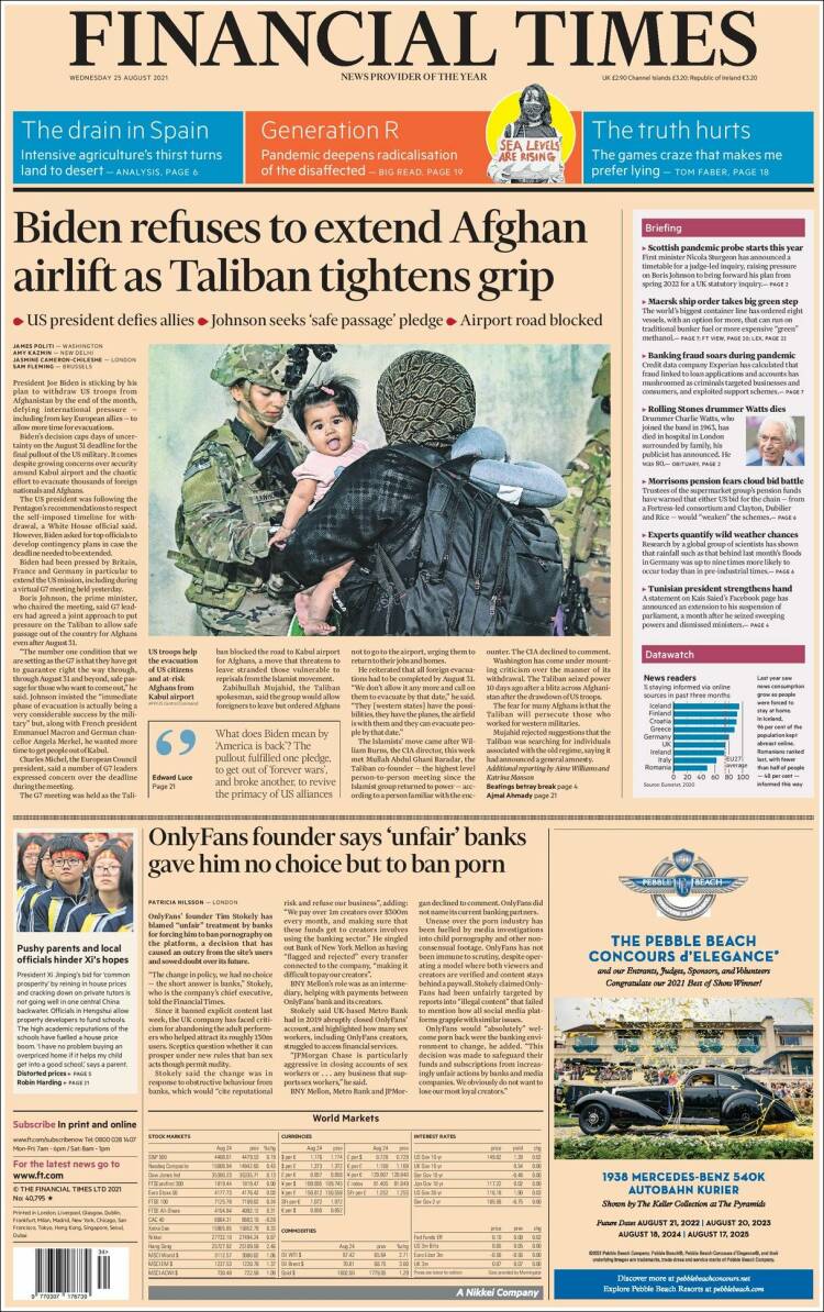 Portada de Financial Times (Reino Unido)