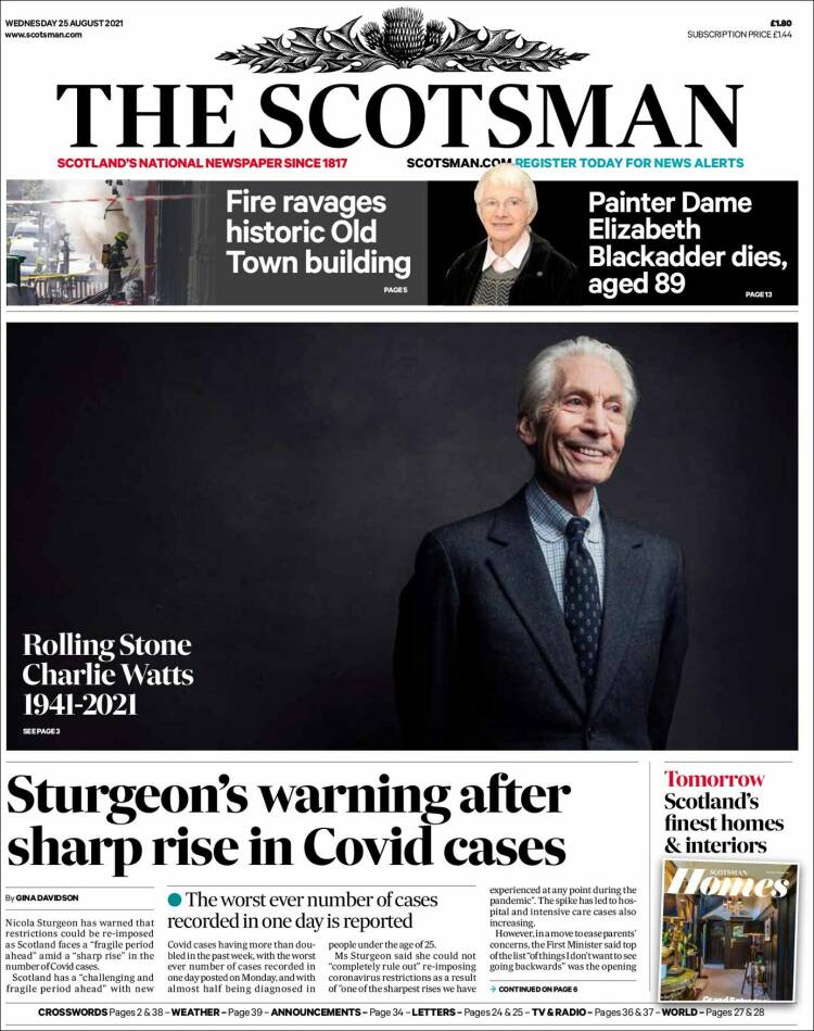 Portada de The Scotsman (Reino Unido)