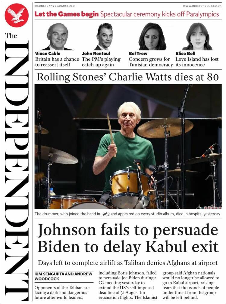 Portada de The Independent (Reino Unido)