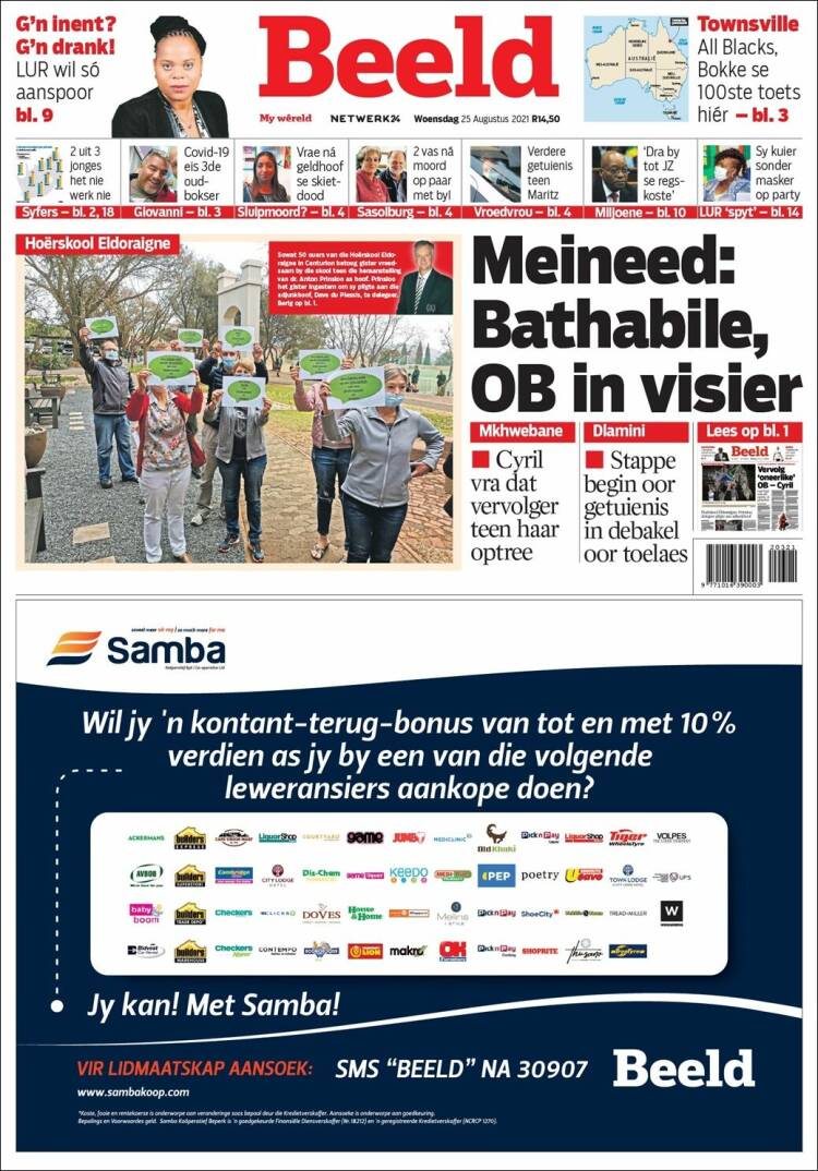 Portada de Beeld (Sud&aacute;frica)