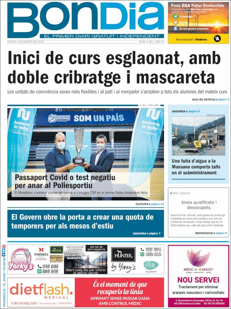 Portada de Diari Bondia (Andorra)