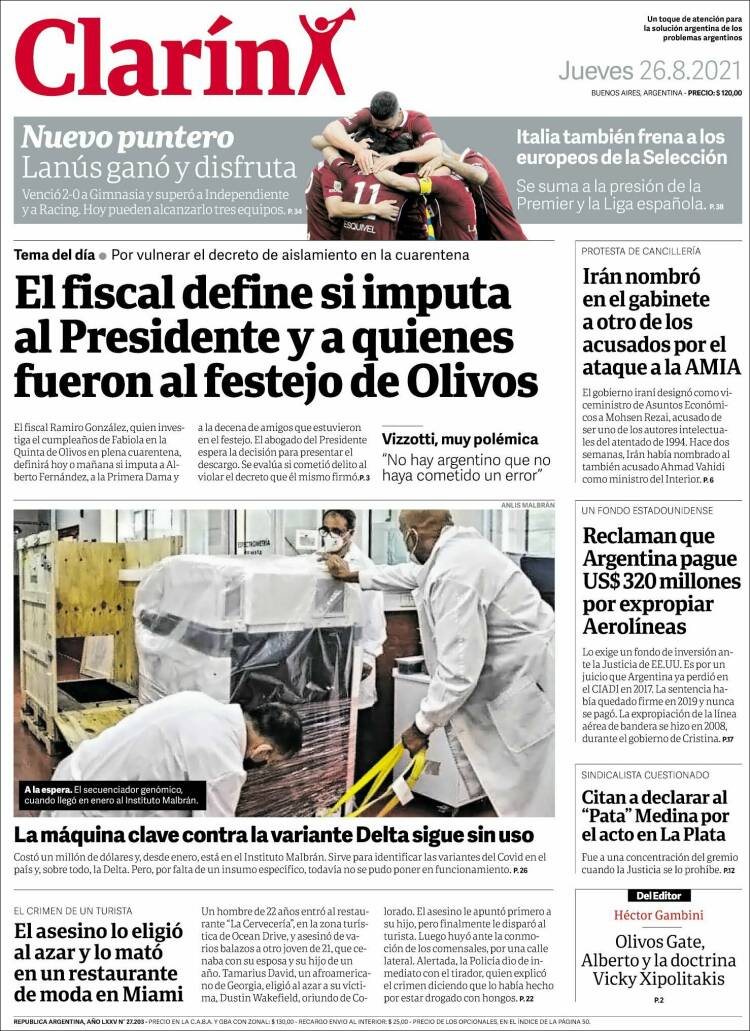 Portada de Clarín (Argentina)