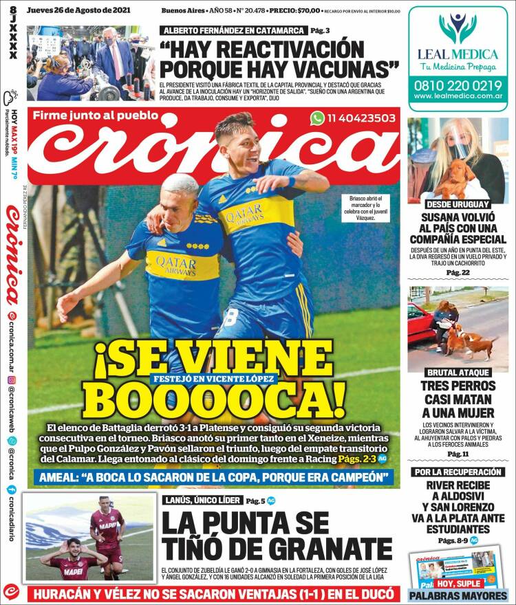 Portada de Crónica (Argentina)
