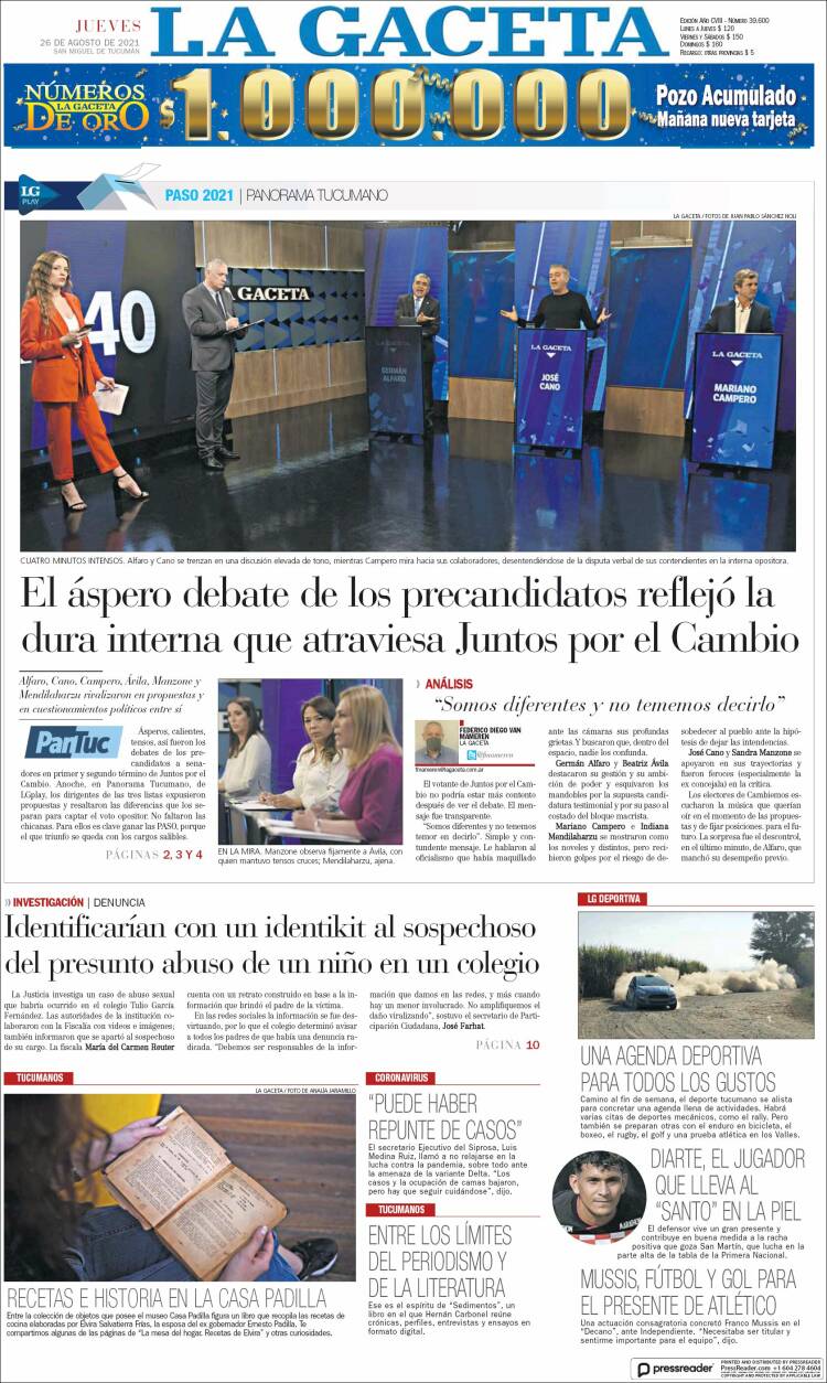 Portada de La Gaceta (Argentina)