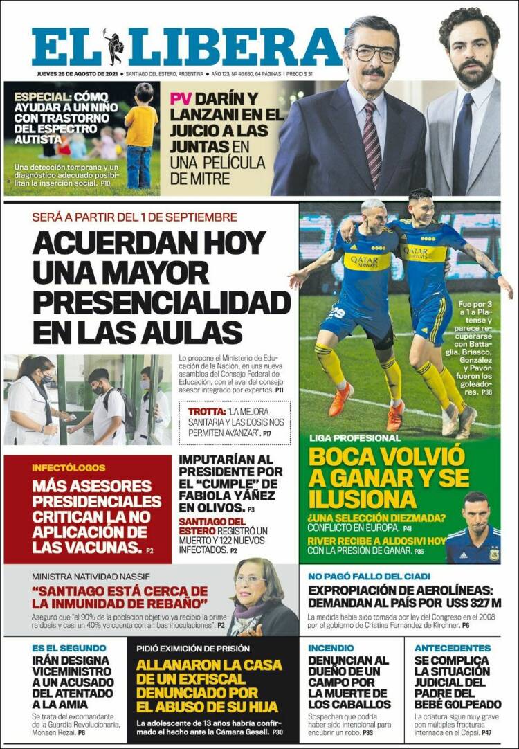 Portada de Diario El Liberal (Argentina)