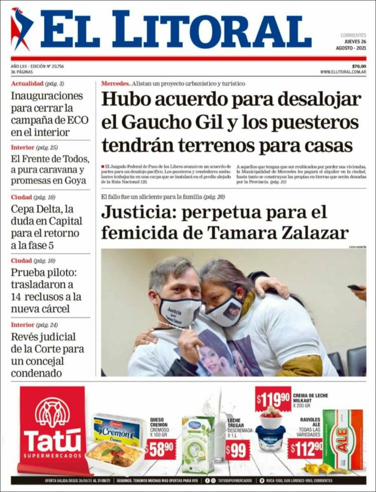 Portada de El Litoral Corrientes (Argentina)