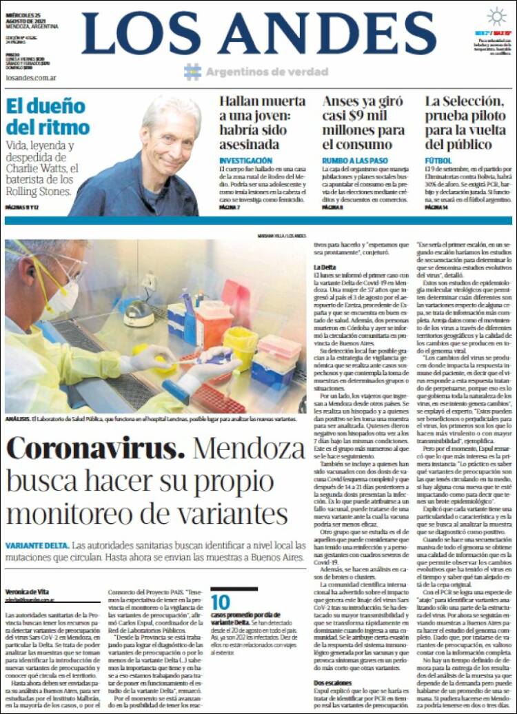 Portada de Los Andes - Mendoza (Argentina)