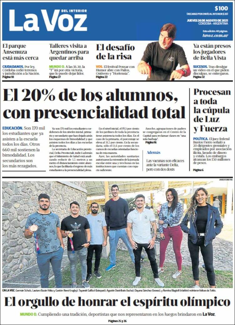 Portada de La Voz del Interior (Argentina)