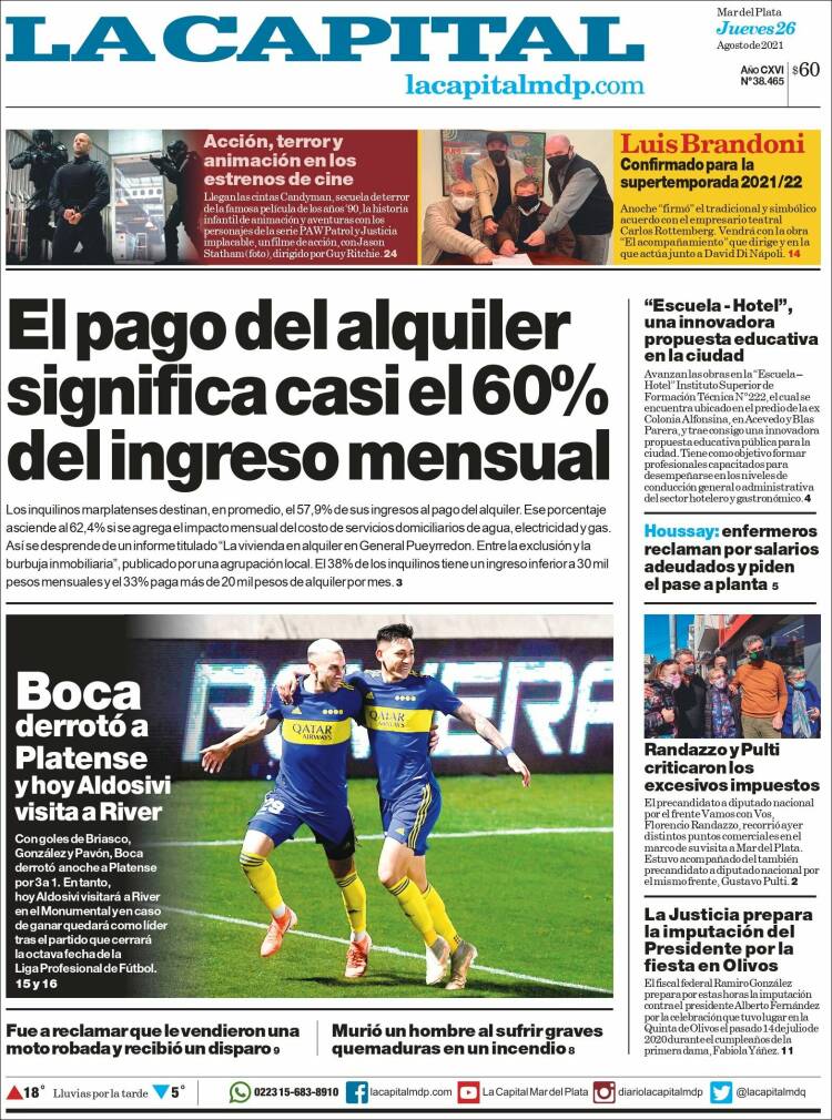 Portada de Diario La Capital - Mar del Plata (Argentina)