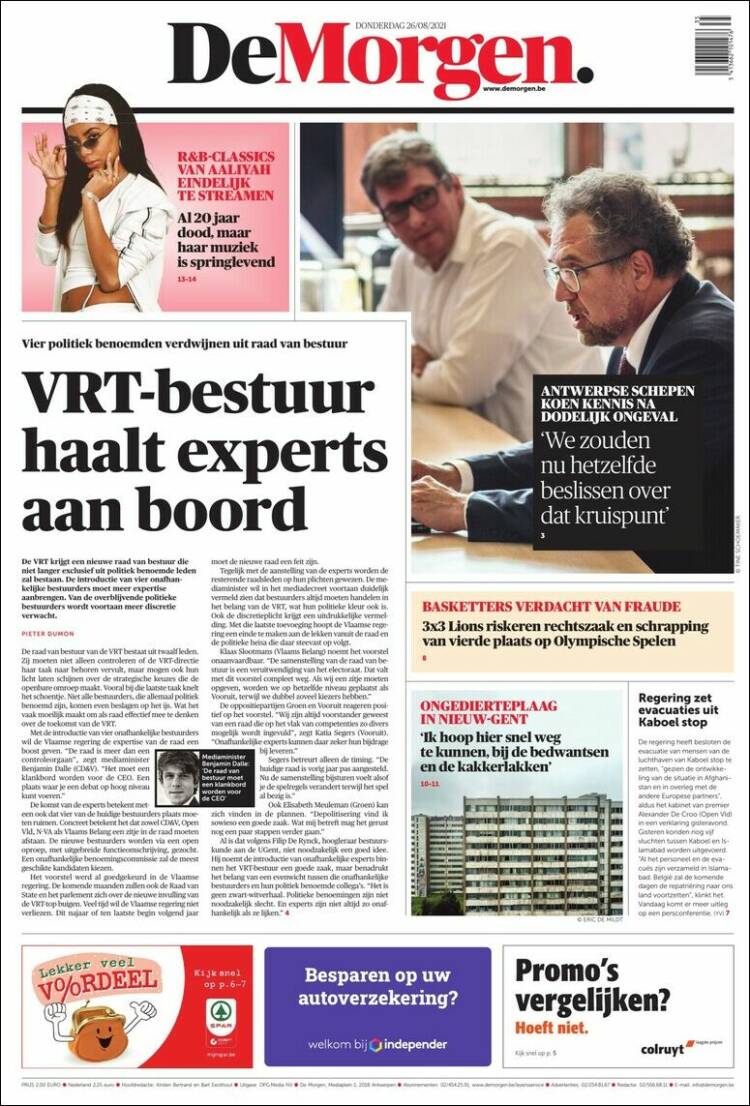 Portada de De Morgen (B&eacute;lgica)
