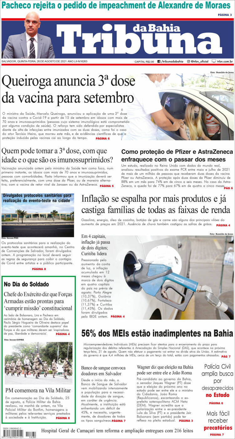 Portada de Tribuna da Bahia (Brasil)