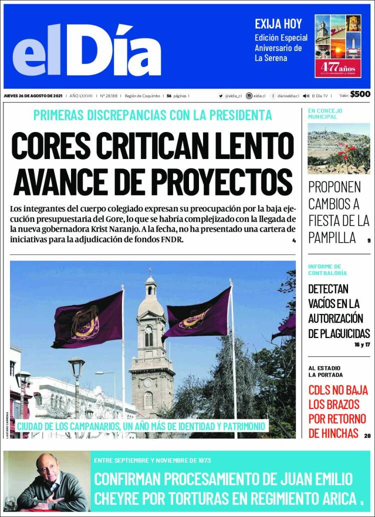 Portada de El Día (Chile)