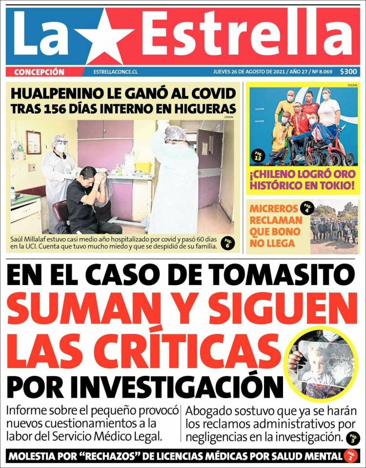 Portada de La Estrella de Concepción (Chile)