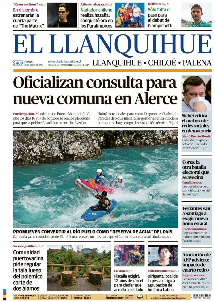 Portada de El Llanquihue (Chile)