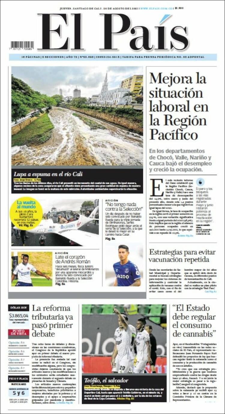 Portada de El País - Cali (Colombia)