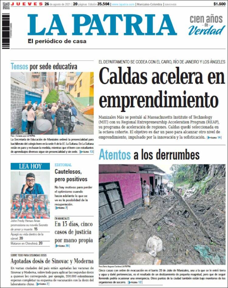 Portada de La Patria (Colombia)