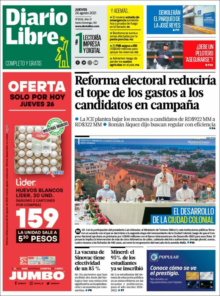Portada de Diario Libre (R. Dominicana)