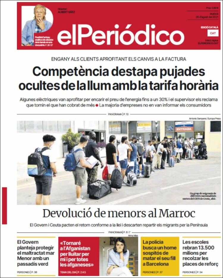 Portada de El Periódico de Catalunya (España)