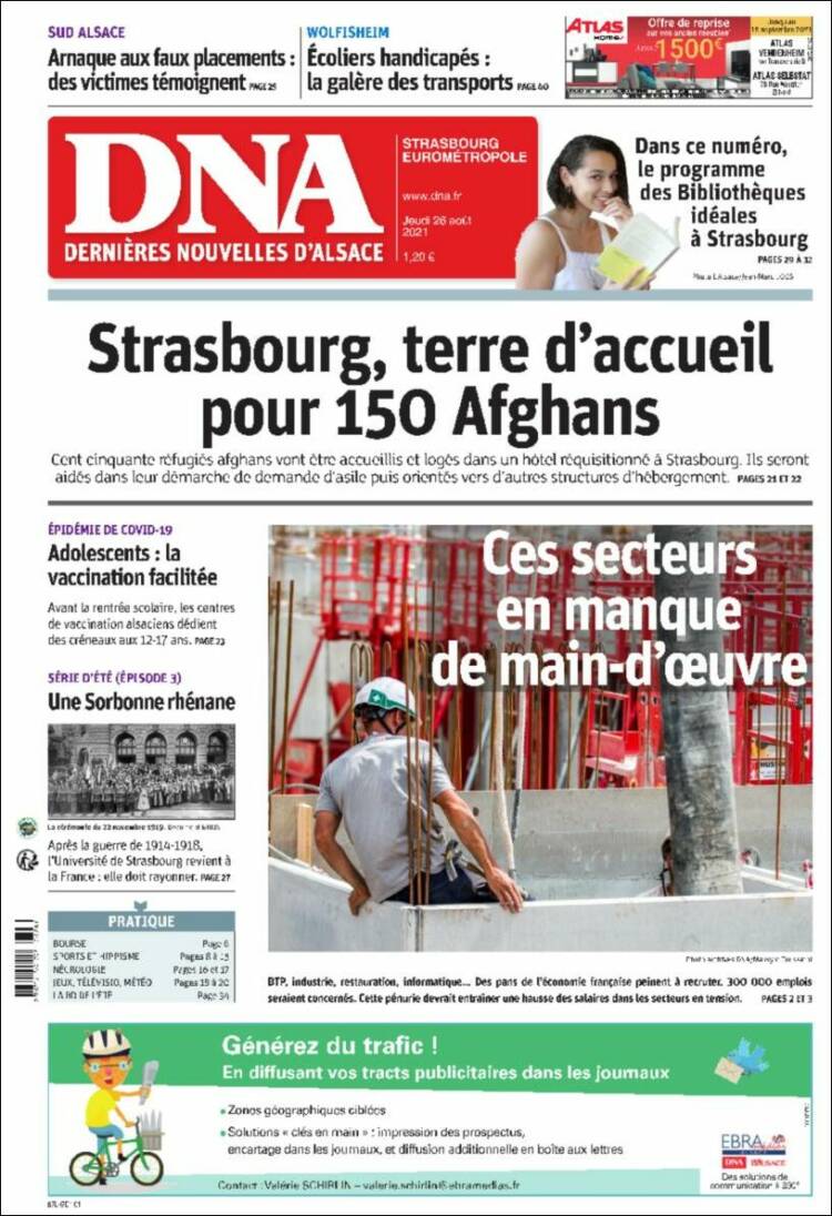 Portada de Les Dernières Nouvelles d'Alsace (Francia)