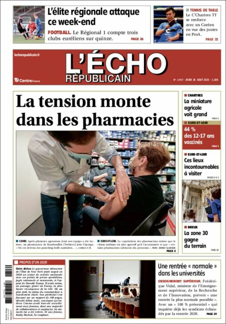 Portada de L'Echo Républicain (Francia)