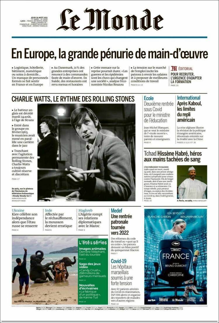 Portada de Le Monde (Francia)