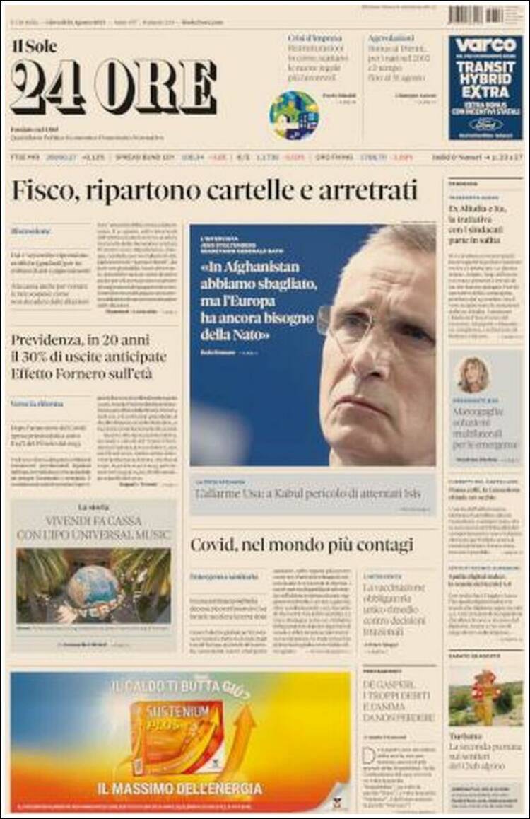 Portada de Il Sole 24 ORE (Italia)