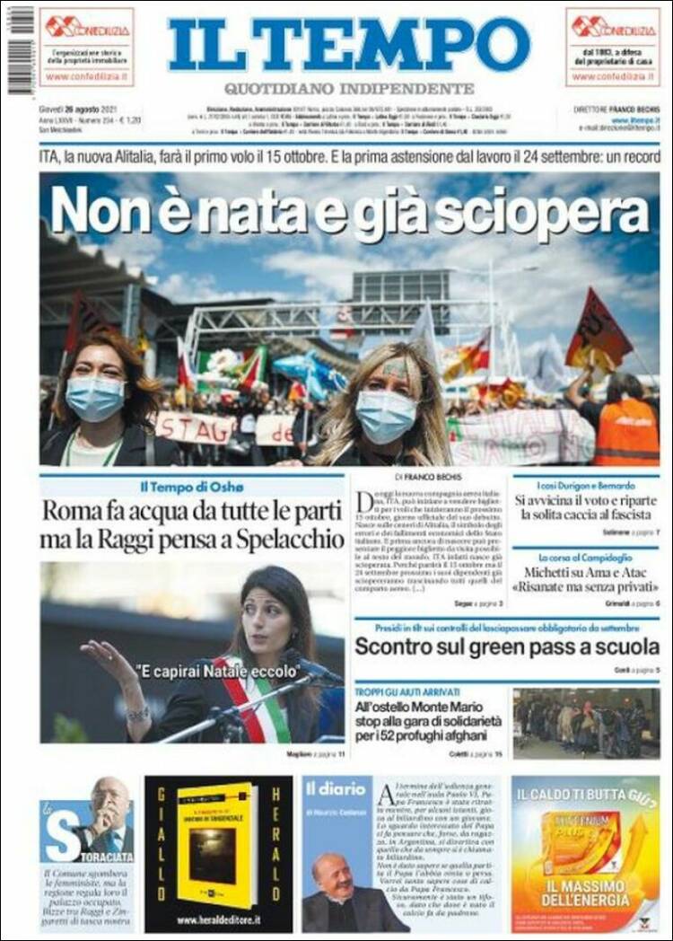 Portada de Il Tempo (Italia)