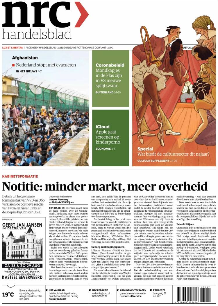 Portada de NRC Handelsblad (Pa&iacute;ses Bajos)