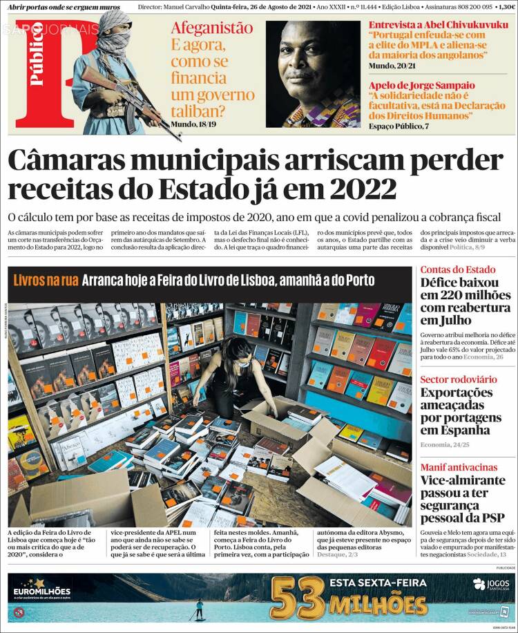 Portada de Público (Portugal)