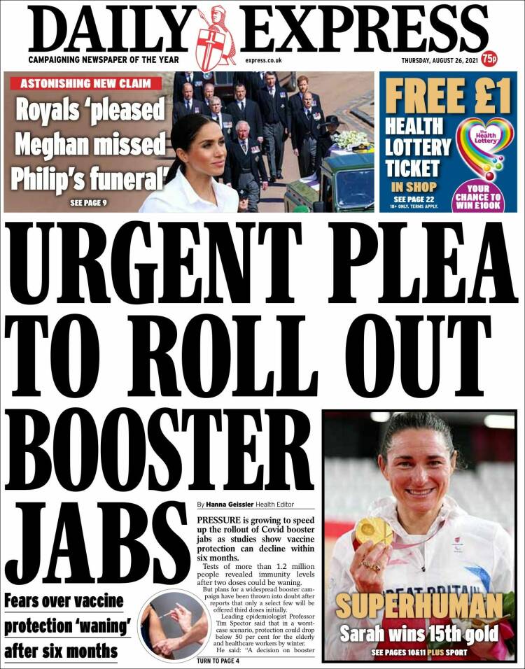 Portada de Daily Express (Reino Unido)