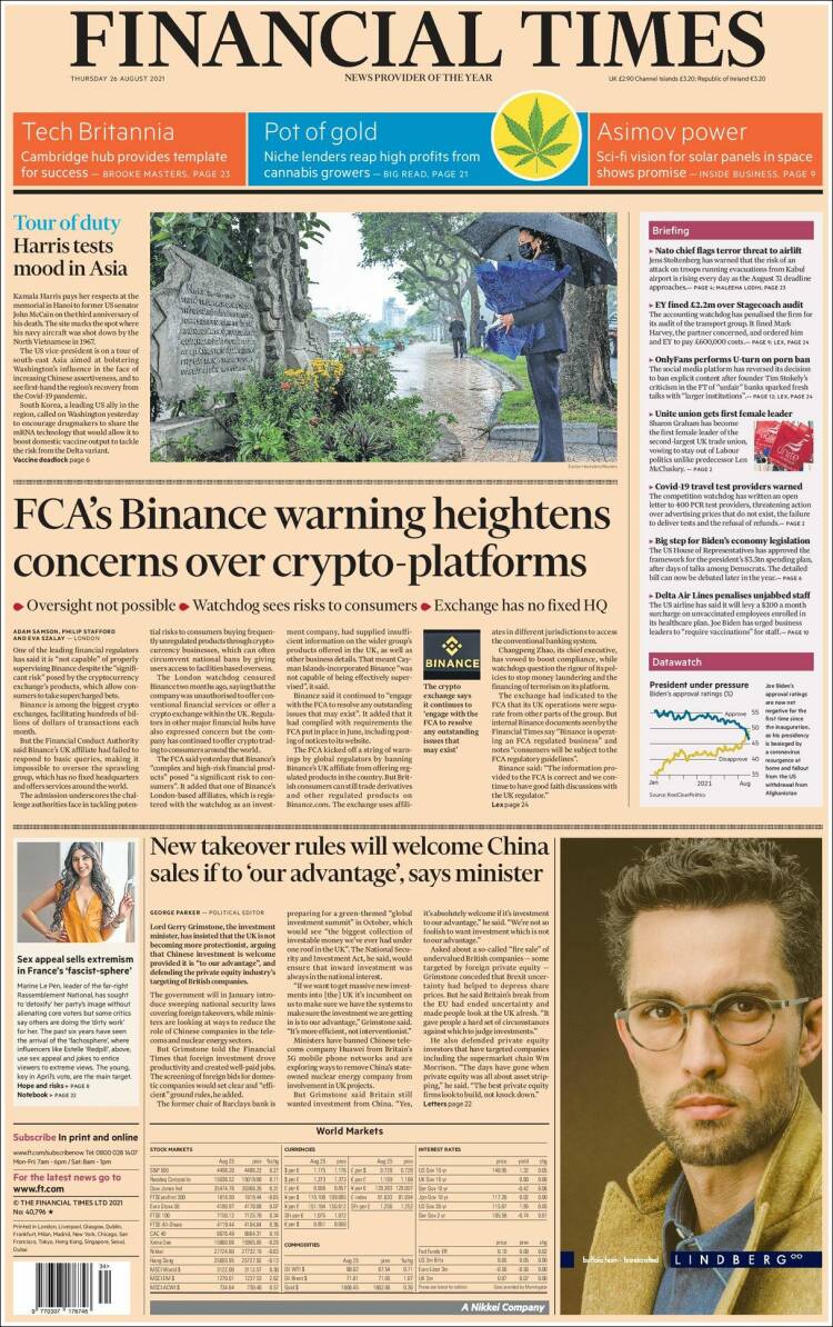 Portada de Financial Times (Reino Unido)
