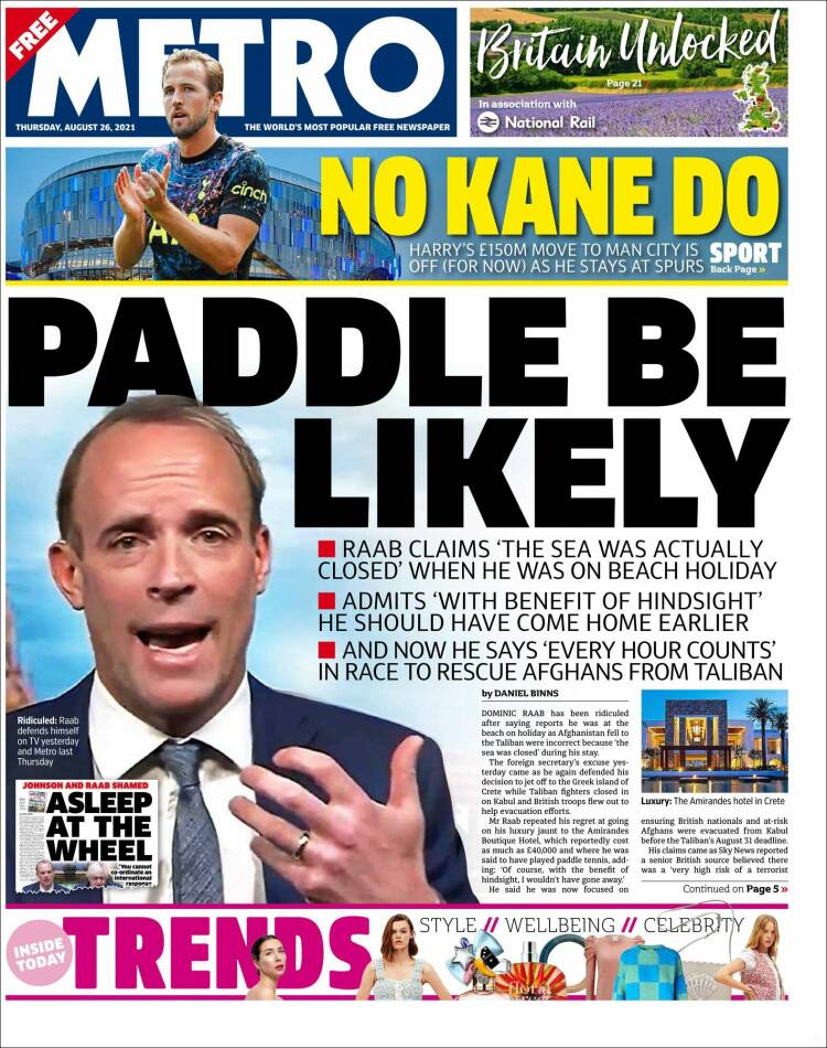 Portada de Metro (Reino Unido)