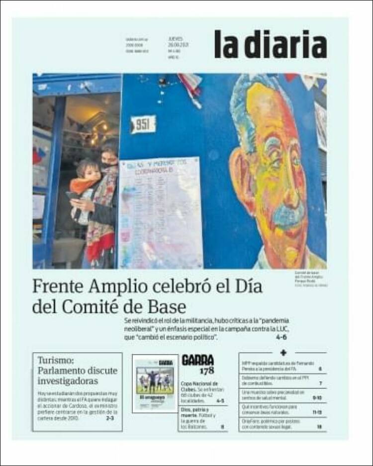 Portada de La Diaria (Uruguay)