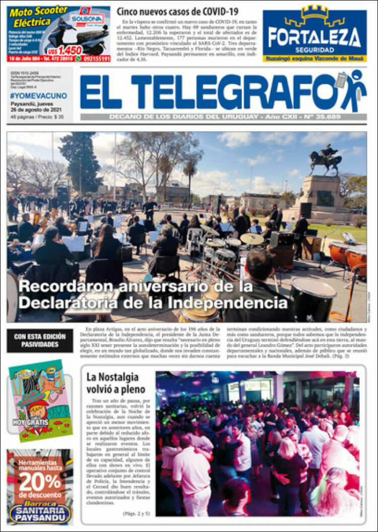 Portada de El Telégrafo (Uruguay)