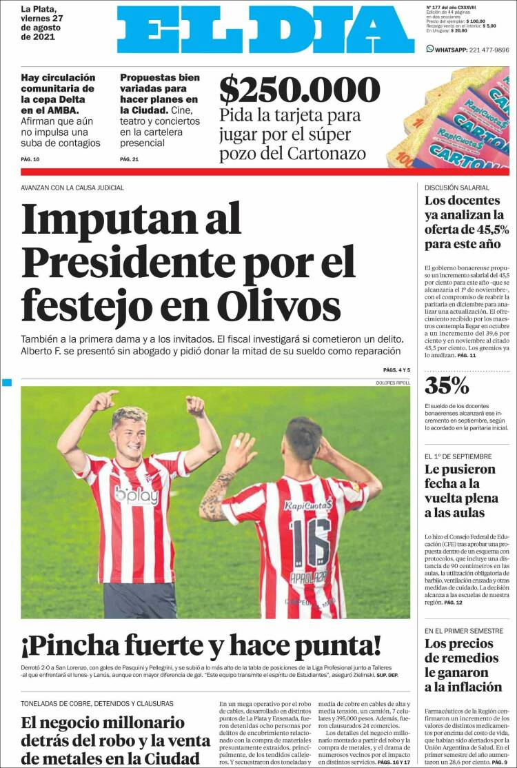 Portada de El Día de la Plata (Argentina)