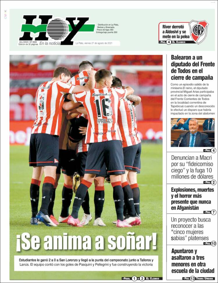 Portada de Diario Hoy (Argentina)