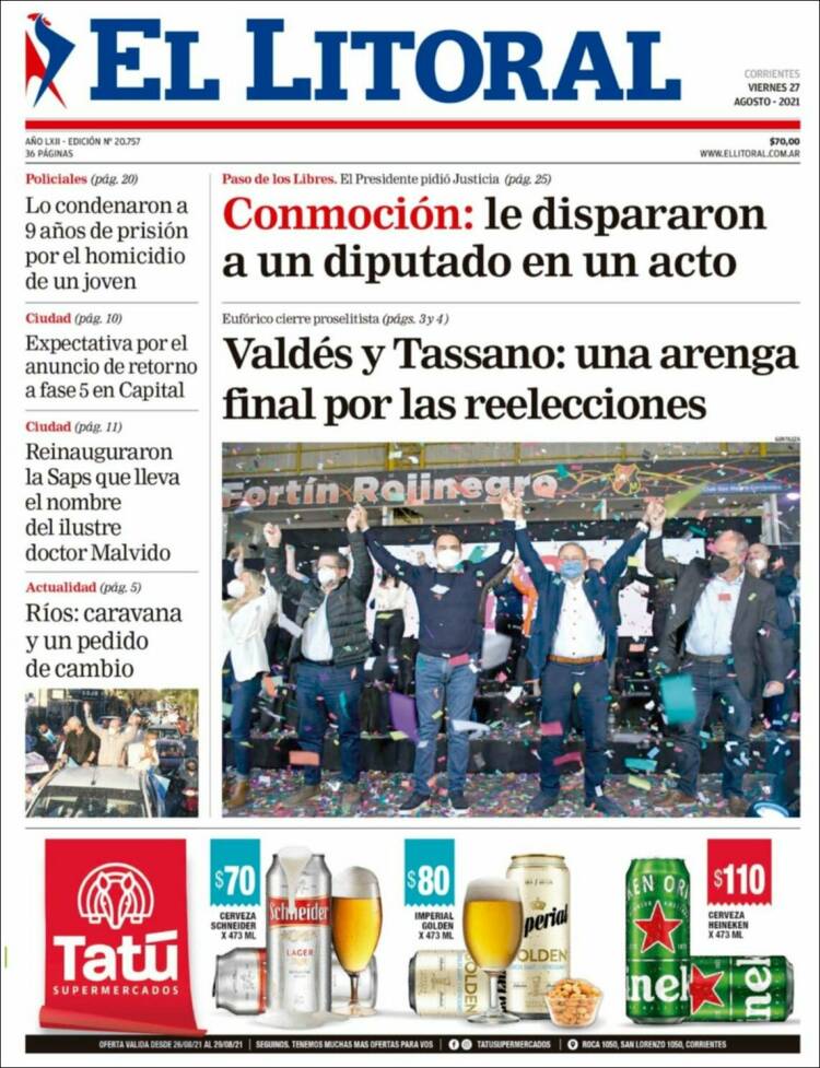 Portada de El Litoral Corrientes (Argentina)