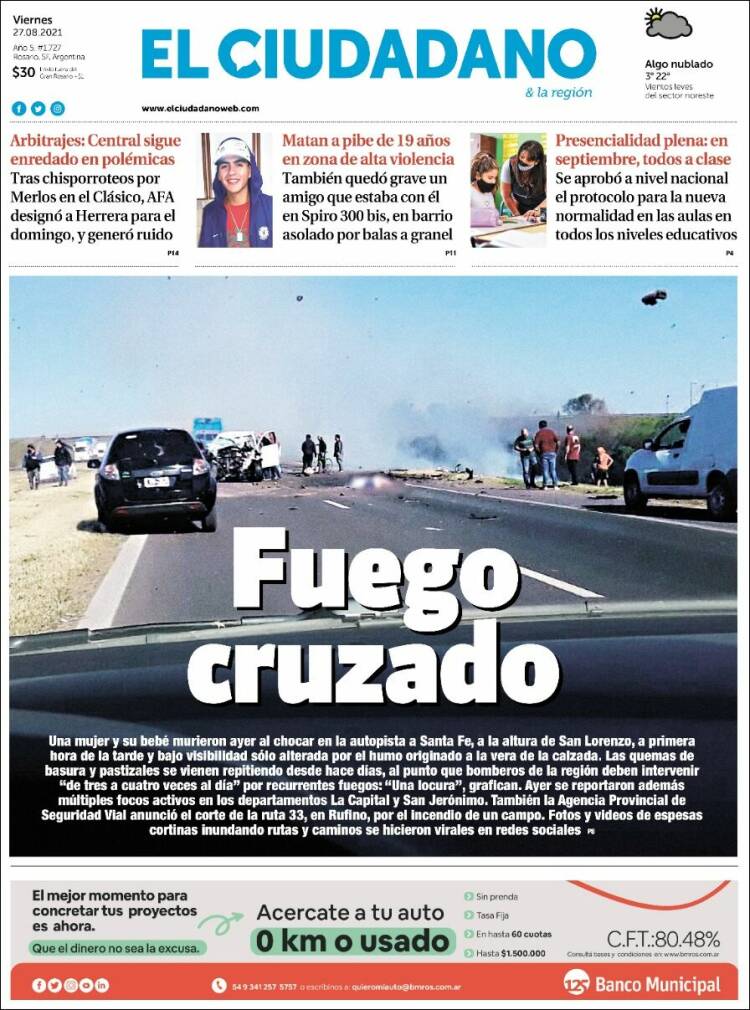 Portada de Diario El Ciudadano (Argentina)